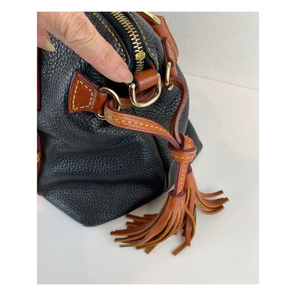 Dooney & Bourke Bristol Western Satchel Bag Black Pebble Leather Tassels Cowgirl - Picture 6 of 16